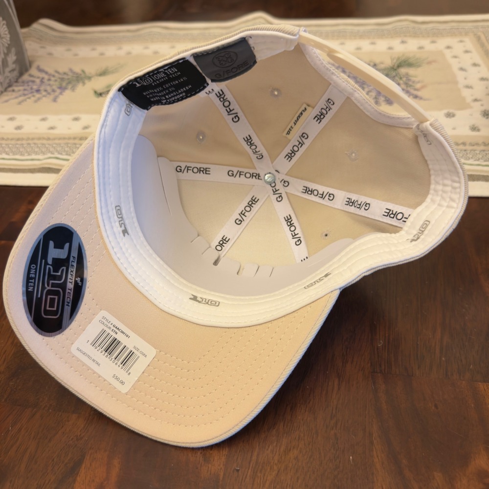 G/FORE Bocaire Golf Hat Stone Beige Flexfit 110 Snapback Cap G4AS22H101 NWT - Picture 5 of 6